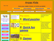 Tablet Screenshot of anzackids.com